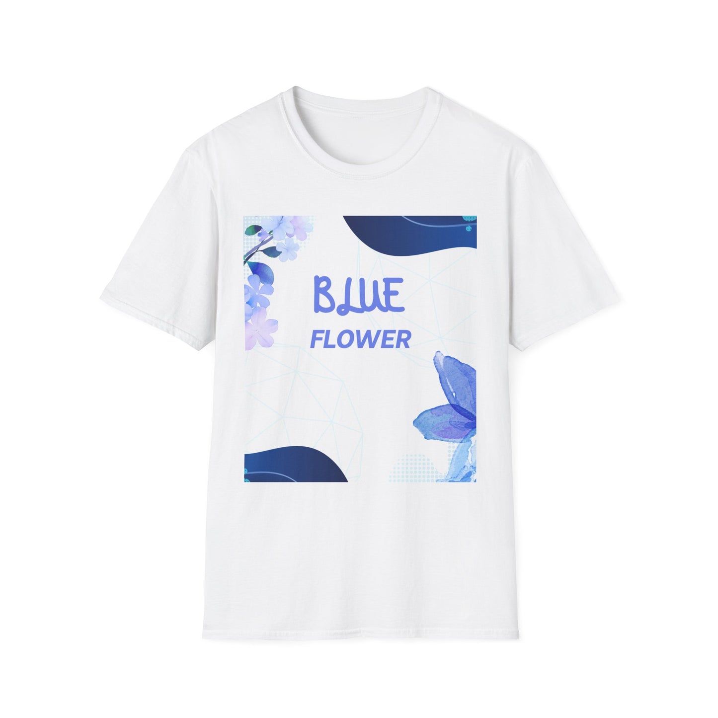 Blue Floral Unisex T-Shirt, Softstyle Tee for Nature Lovers, Spring Fashion, Flower Gift, Casual Wear, Summer Outfit