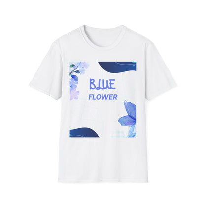 Blue Floral Unisex T-Shirt, Softstyle Tee for Nature Lovers, Spring Fashion, Flower Gift, Casual Wear, Summer Outfit