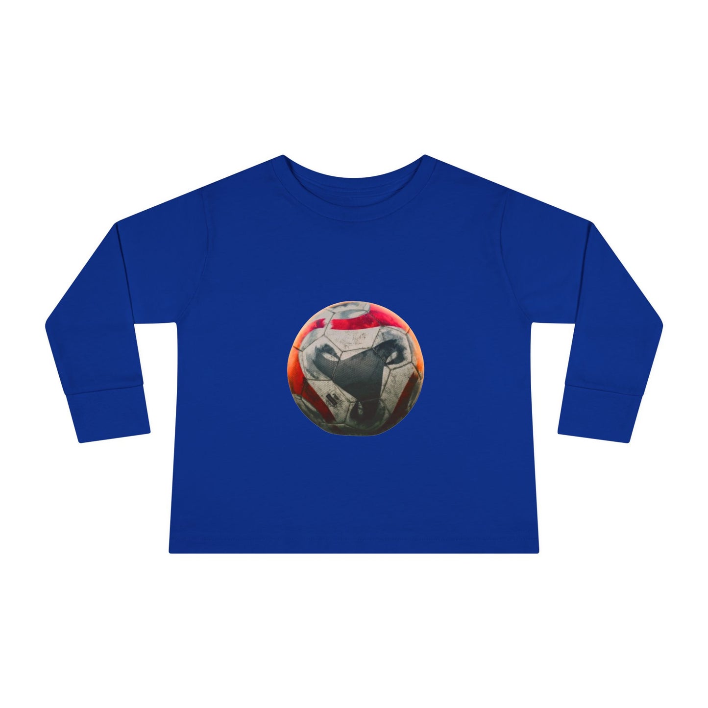 Toddler Long Sleeve Tee — Colorful Soccer Ball Graphic Kids Shirt