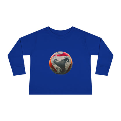 Toddler Long Sleeve Tee — Colorful Soccer Ball Graphic Kids Shirt