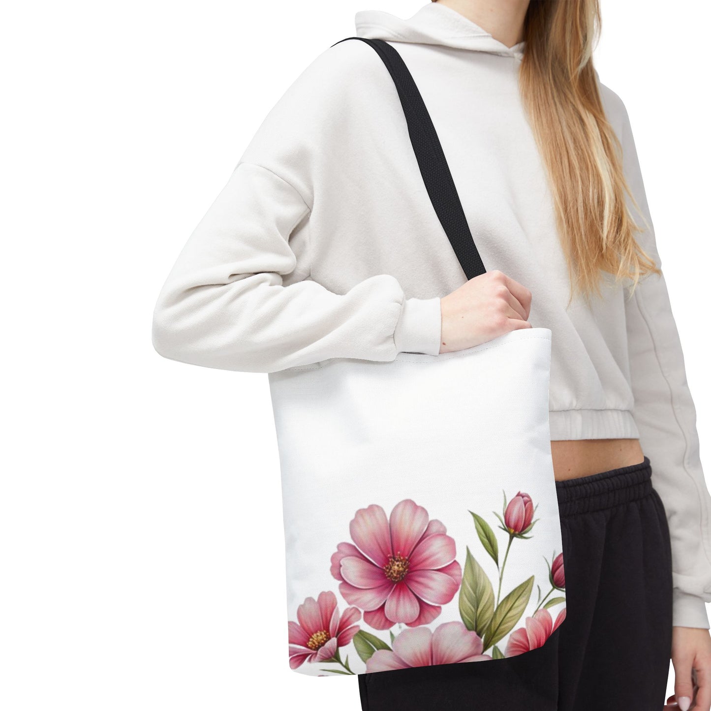 Floral Pink Blossom Tote Bag – Watercolor Flower AOP Shopper