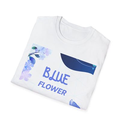 Blue Floral Unisex T-Shirt, Softstyle Tee for Nature Lovers, Spring Fashion, Flower Gift, Casual Wear, Summer Outfit