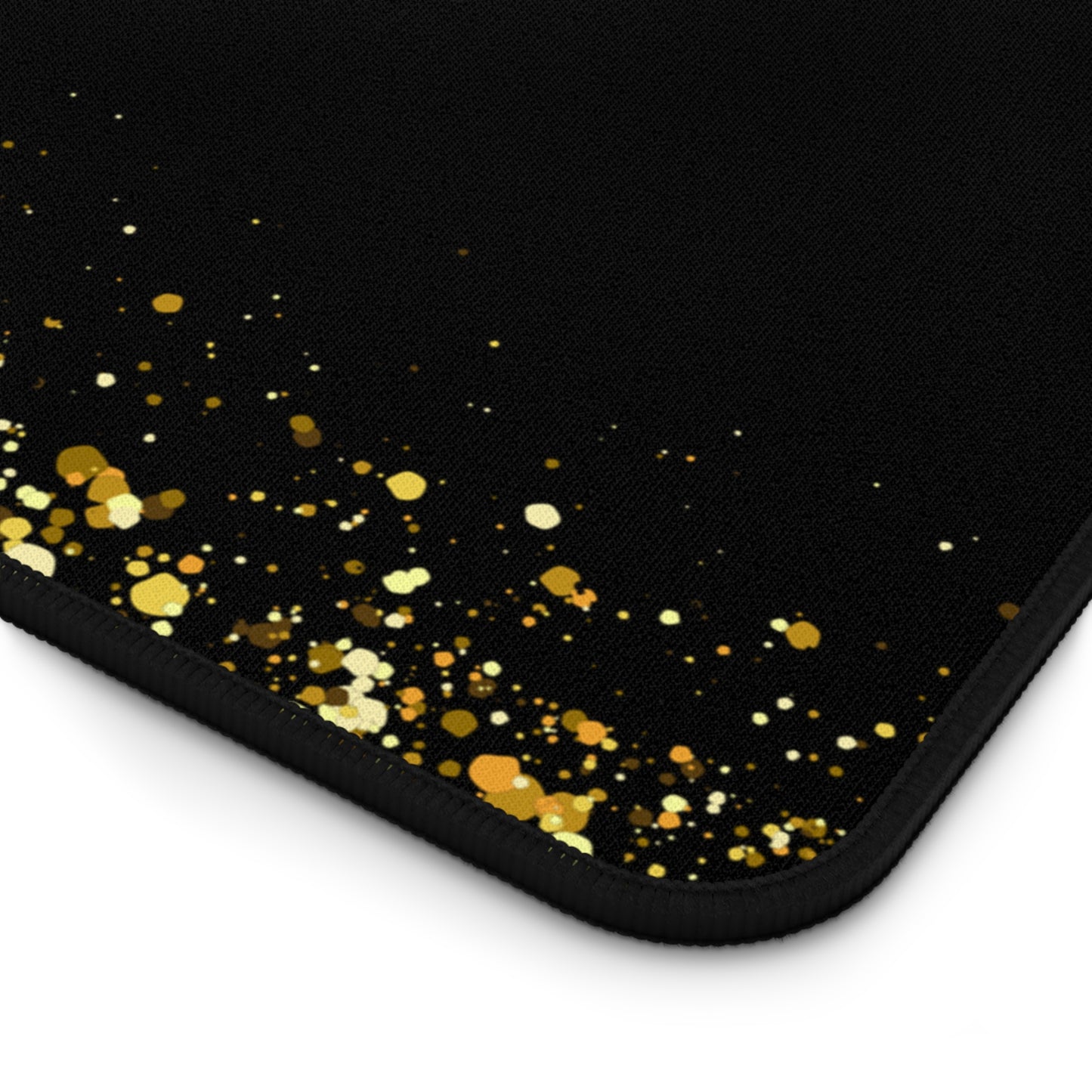 Black & Gold Glitter Desk Mat — Elegant Sparkle Mousepad for Office & Home
