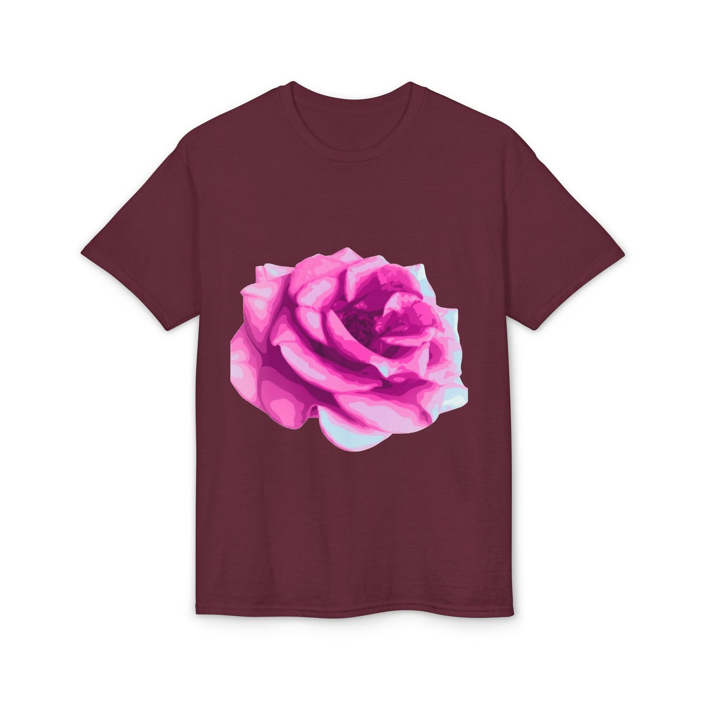 Pink Rose Graphic T-Shirt — Vibrant Floral Tee for Women & Men