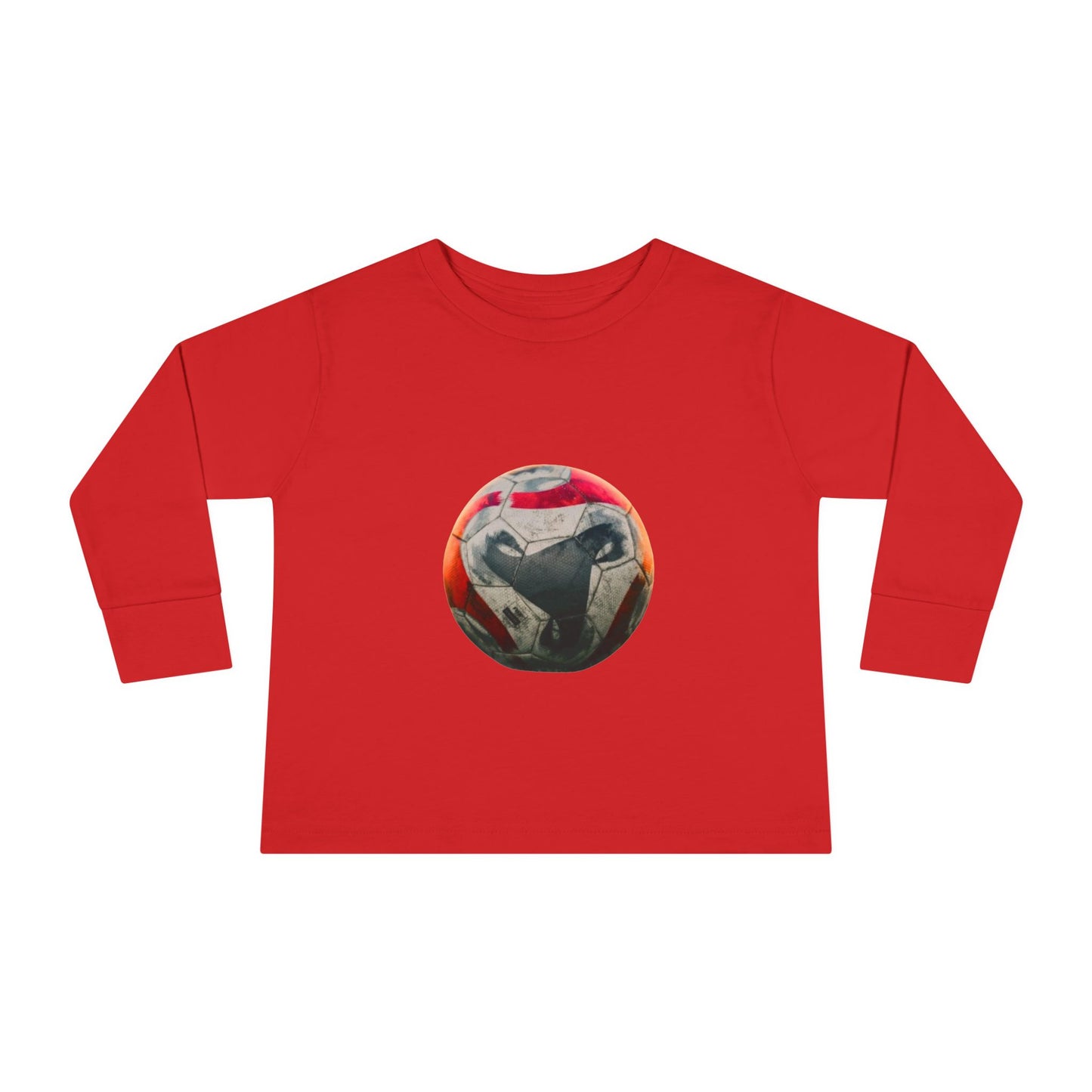 Toddler Long Sleeve Tee — Colorful Soccer Ball Graphic Kids Shirt