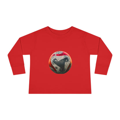 Toddler Long Sleeve Tee — Colorful Soccer Ball Graphic Kids Shirt