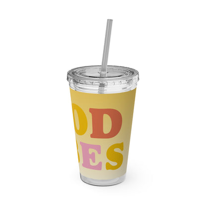 Sunny Vibes Tumbler with Straw - 16oz Drinkware for Good Vibes