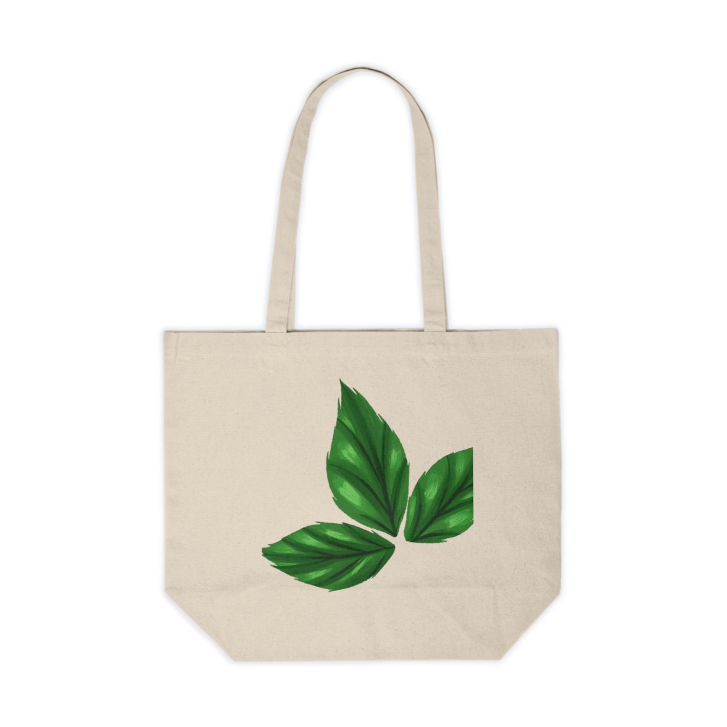 Canvas Tote Bag with Green Leaf Design – Eco-Friendly Grocery & Market Bag