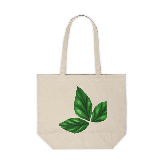 Canvas Tote Bag with Green Leaf Design – Eco-Friendly Grocery & Market Bag