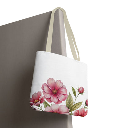 Floral Pink Blossom Tote Bag – Watercolor Flower AOP Shopper