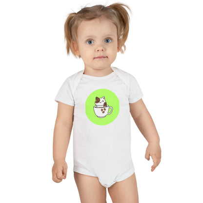 Cute Kitten in Teacup Baby Onesie — Adorable Cat Infant Bodysuit