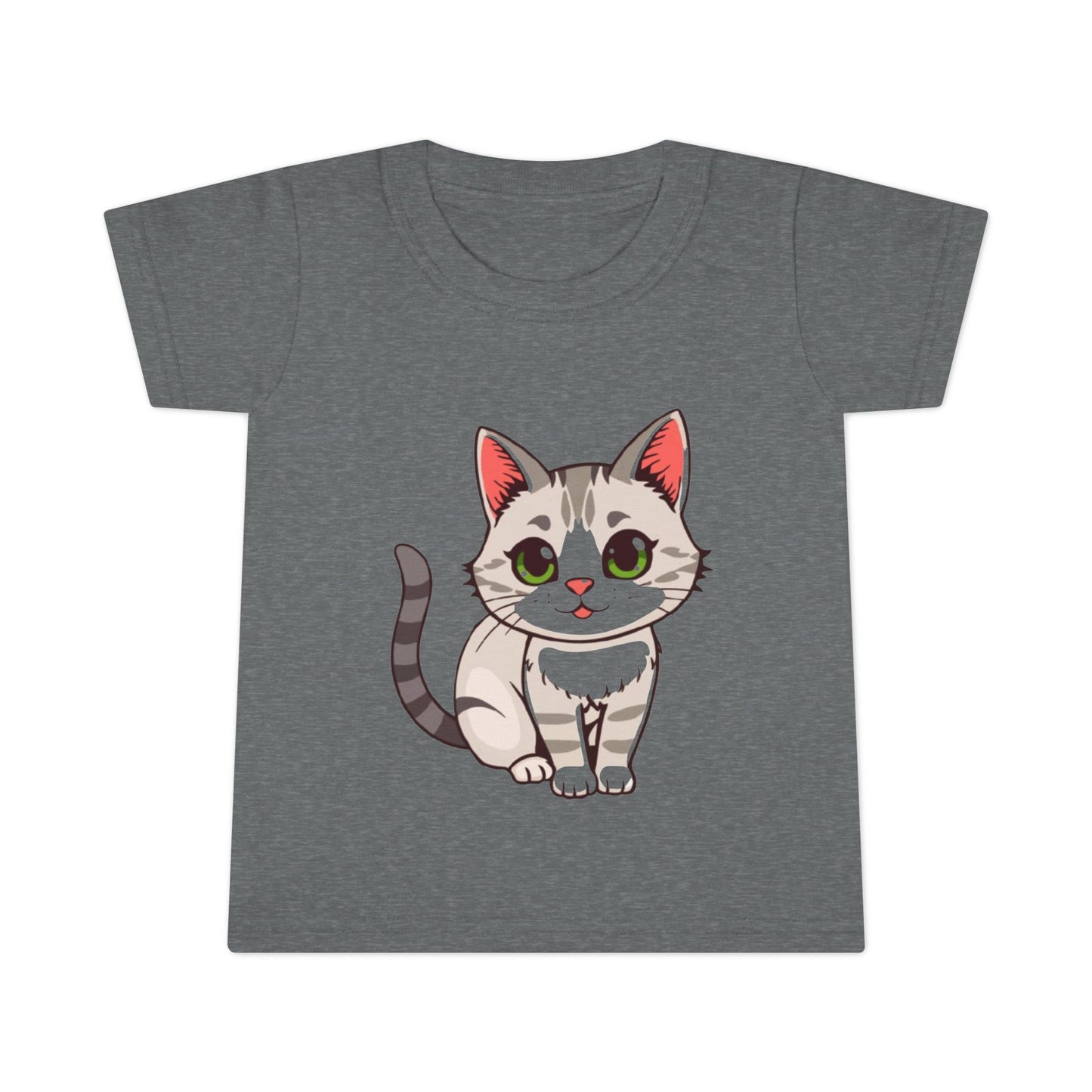 Toddler T-Shirt — Cute Cartoon Kitten Graphic Tee for Kids