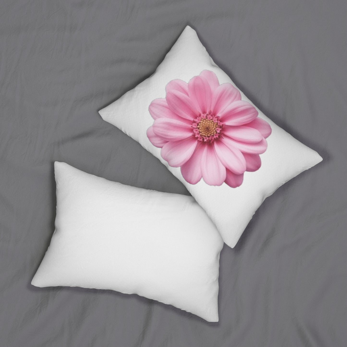 Pink Daisy Floral Lumbar Pillow — Decorative Accent Pillow for Sofa & Bed