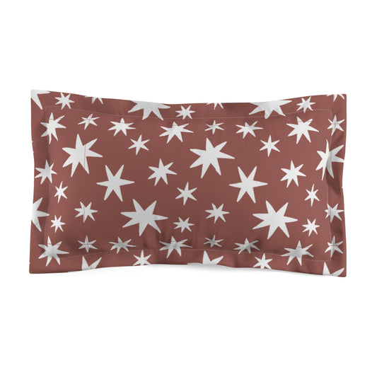 Starburst Pattern Pillow Sham — Rust White Decorative Sham for Bedroom & Holiday Décor