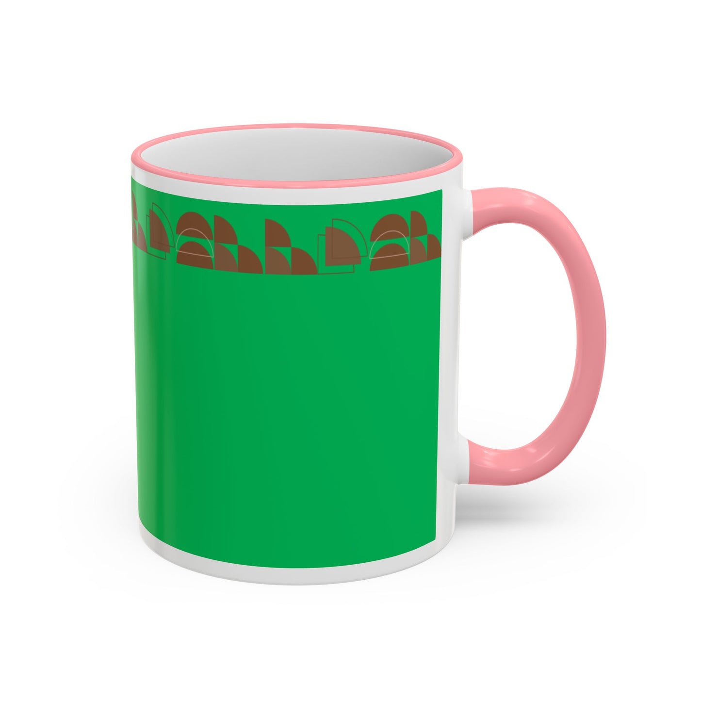 Green Floral Accent Rim Mug — Botanical Pattern 11oz/15oz