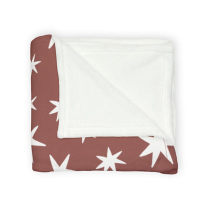 Starry Rust Fleece Blanket — White Stars on Brown Cozy Throw