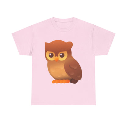 Cute Owl Graphic Tee — Whimsical Brown Owl Design