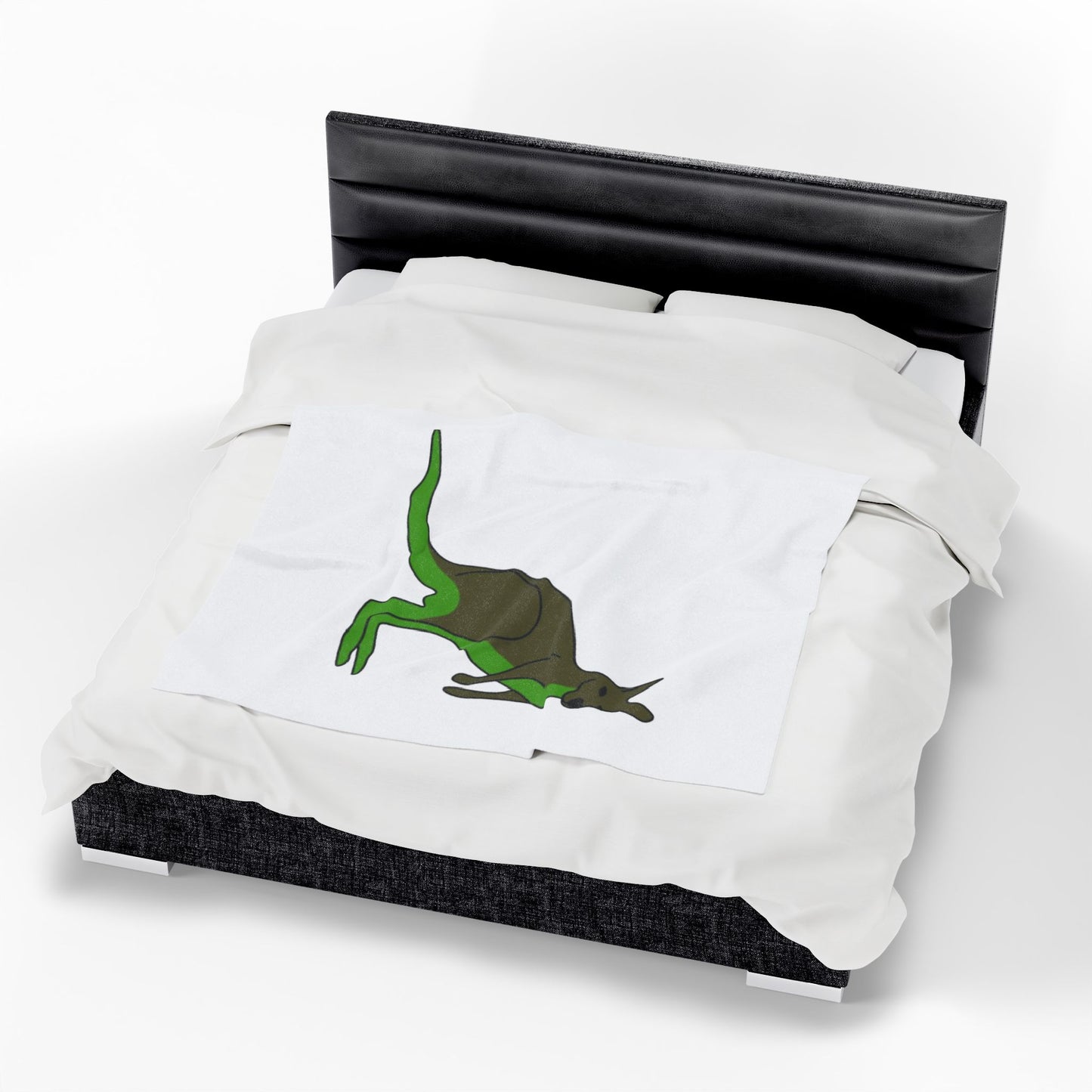 Kangaroo Graphic Velveteen Plush Blanket – Cute Green Marsupial Throw for Kids & Animal Lovers