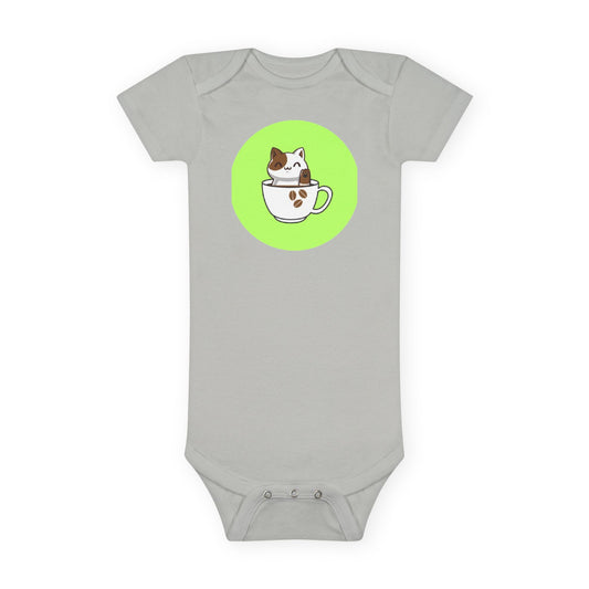 Cute Kitten in Teacup Baby Onesie — Adorable Cat Infant Bodysuit