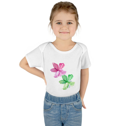 Floral Watercolor Baby Bodysuit – Pink & Green Blossom Infant Onesie