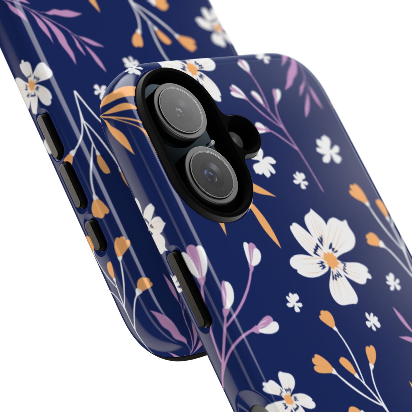 Floral Navy Tough Phone Case — Protective Floral iPhone Cover