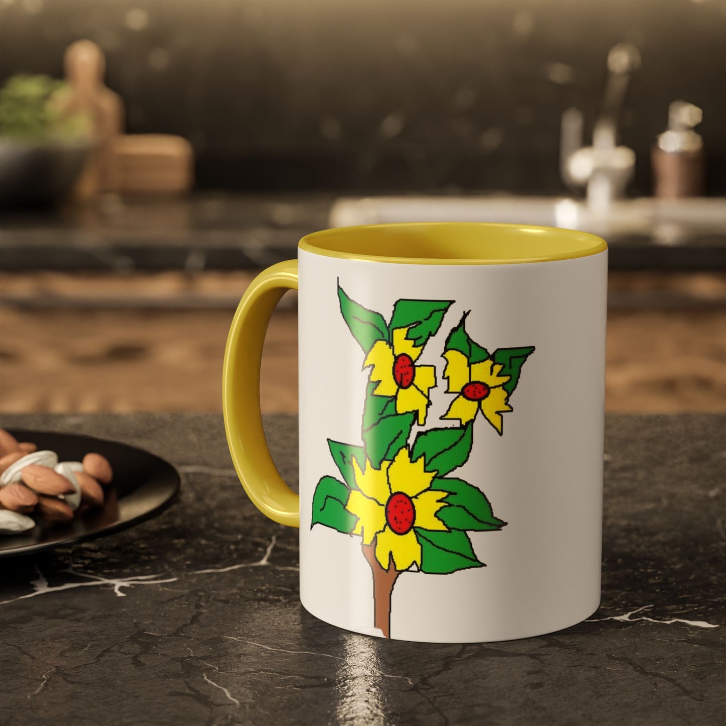Yellow Flower Bouquet Mug — Colorful Floral Coffee Cup (11oz & 15oz)