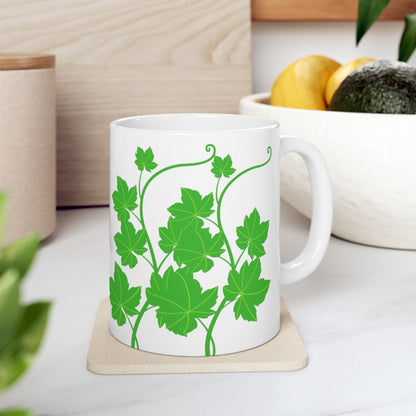 Ivy Vine Ceramic Mug — Green Leaf Floral Coffee Cup (11oz & 15oz)