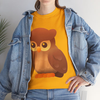 Cute Owl Graphic Tee — Whimsical Brown Owl Design