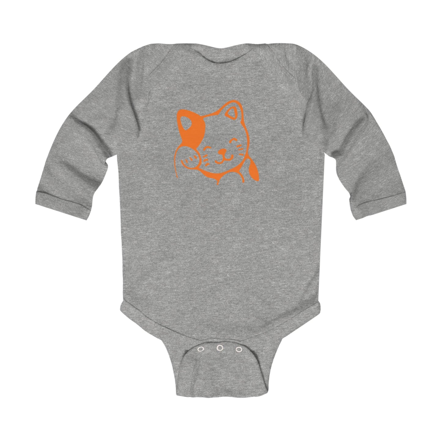 Lucky Cat Infant Bodysuit — Cute Orange Maneki-Neko Long Sleeve Baby Onesie