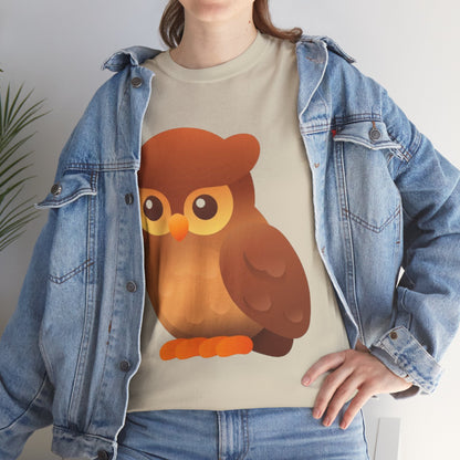 Cute Owl Graphic Tee — Whimsical Brown Owl Design