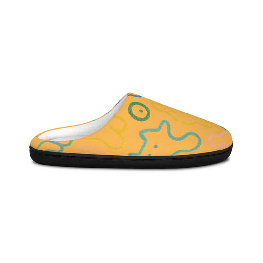 Cozy Yellow Doodle Slippers — Women's Indoor Comfort Shoes