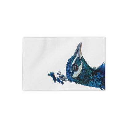 Peacock Portrait Beach Towel — Vibrant Blue Exotic Bird Design