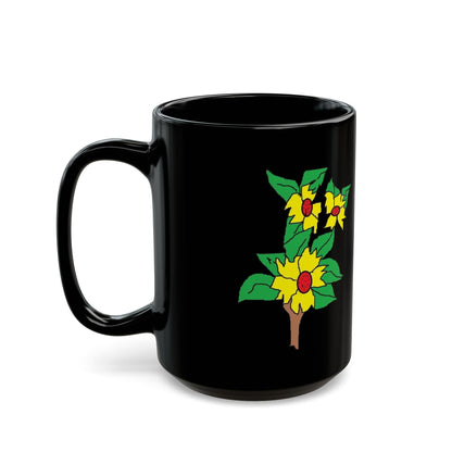 Sunflower Branch Black Mug — Floral Coffee Cup (11oz & 15oz)
