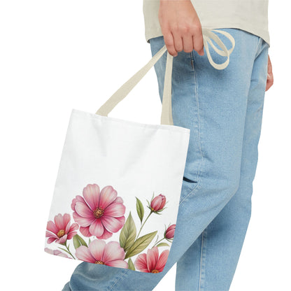 Floral Pink Blossom Tote Bag – Watercolor Flower AOP Shopper