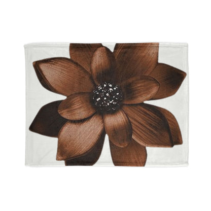 Brown Floral Plush Blanket — Cozy Decorative Throw for Living Room & Bedroom