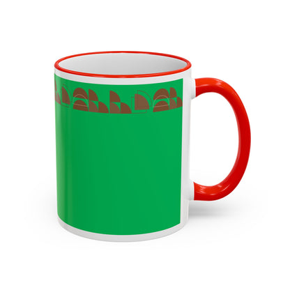 Green Floral Accent Rim Mug — Botanical Pattern 11oz/15oz