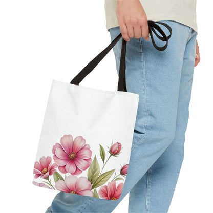 Floral Pink Blossom Tote Bag – Watercolor Flower AOP Shopper