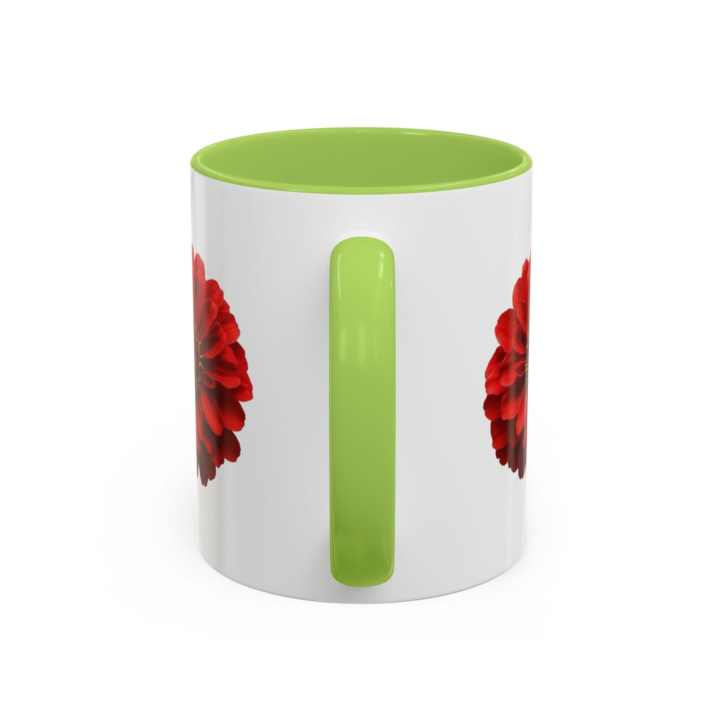 Red Zinnia Accent Coffee Mug — Floral Ceramic Tea Cup (11/15 oz)