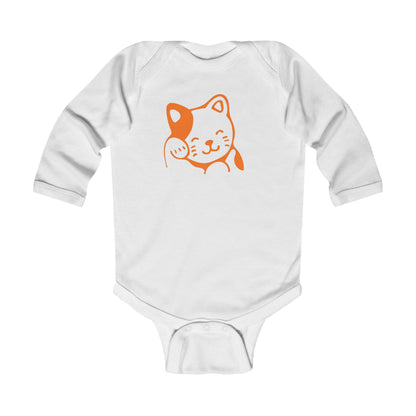 Lucky Cat Infant Bodysuit — Cute Orange Maneki-Neko Long Sleeve Baby Onesie
