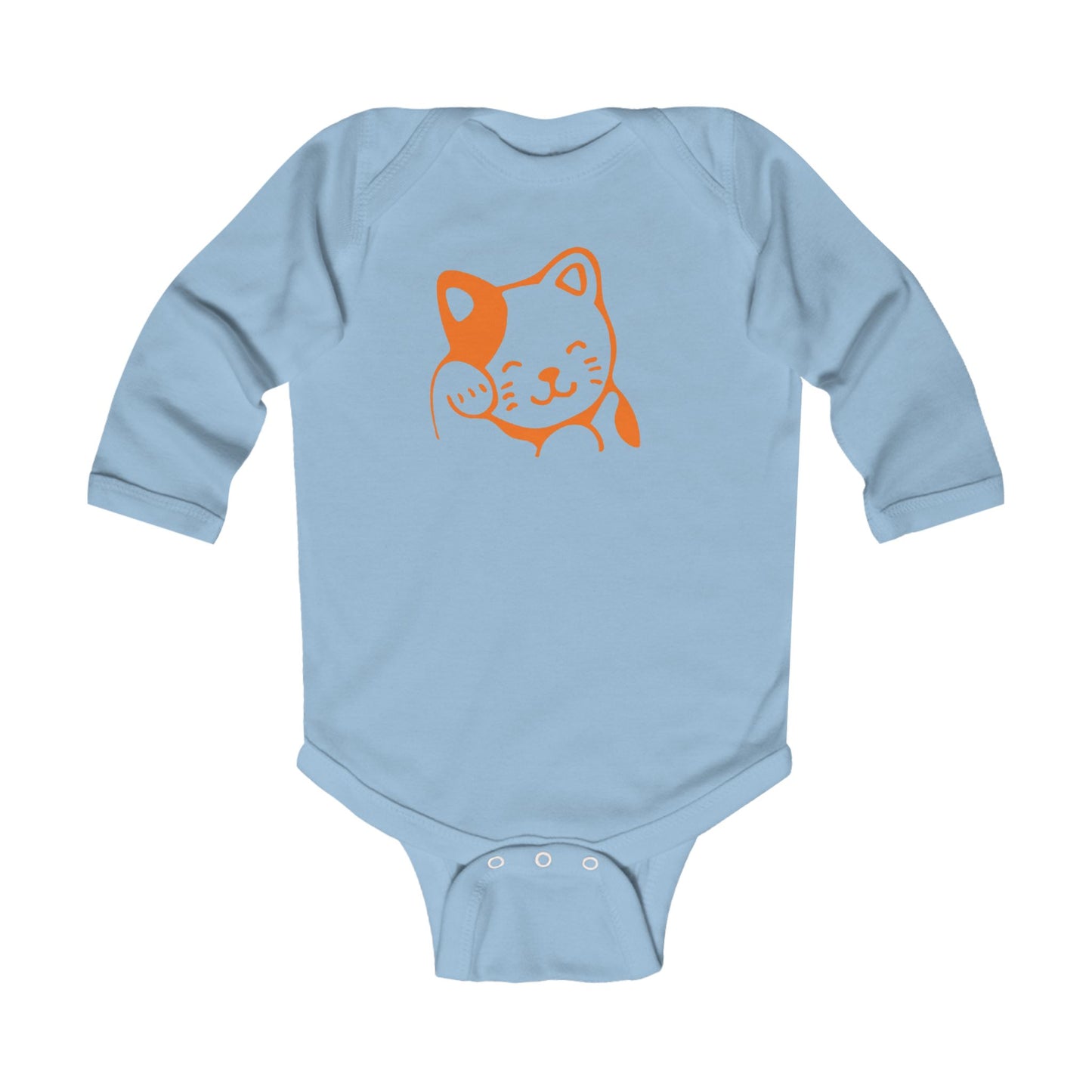 Lucky Cat Infant Bodysuit — Cute Orange Maneki-Neko Long Sleeve Baby Onesie