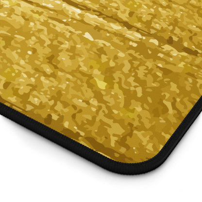 Gold Brush Stroke Desk Mat — Elegant Black & Metallic Mouse Pad for Office or Home