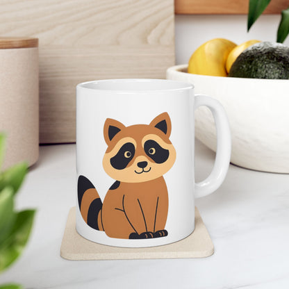 Brown Raccoon Ceramic Mug – Cute Cartoon Raccoon Coffee Cup (11oz, 15oz)