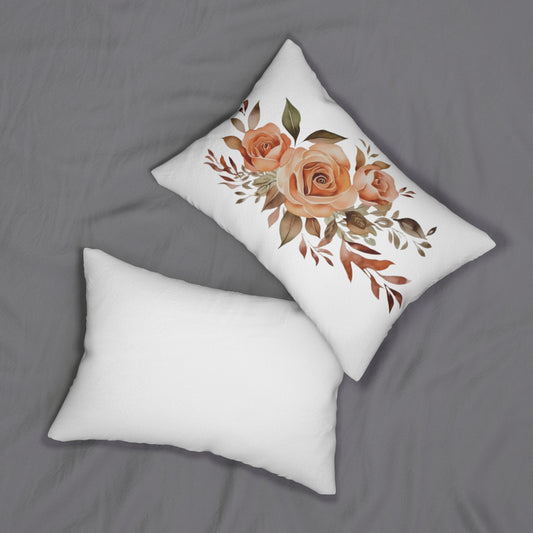 Blush Rose Floral Lumbar Pillow