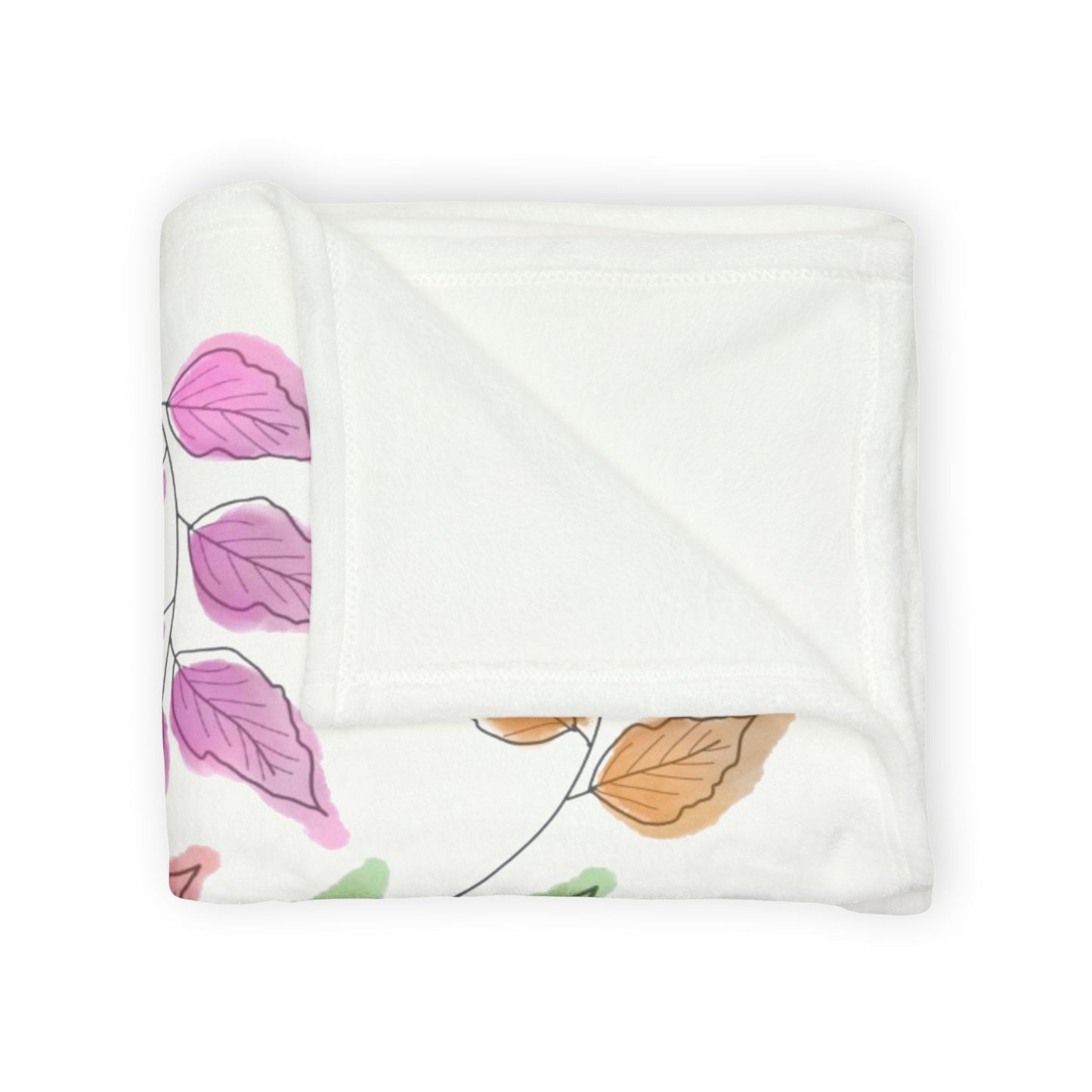 Floral Vine Leaf Plush Blanket — Soft Colorful Garden Throw