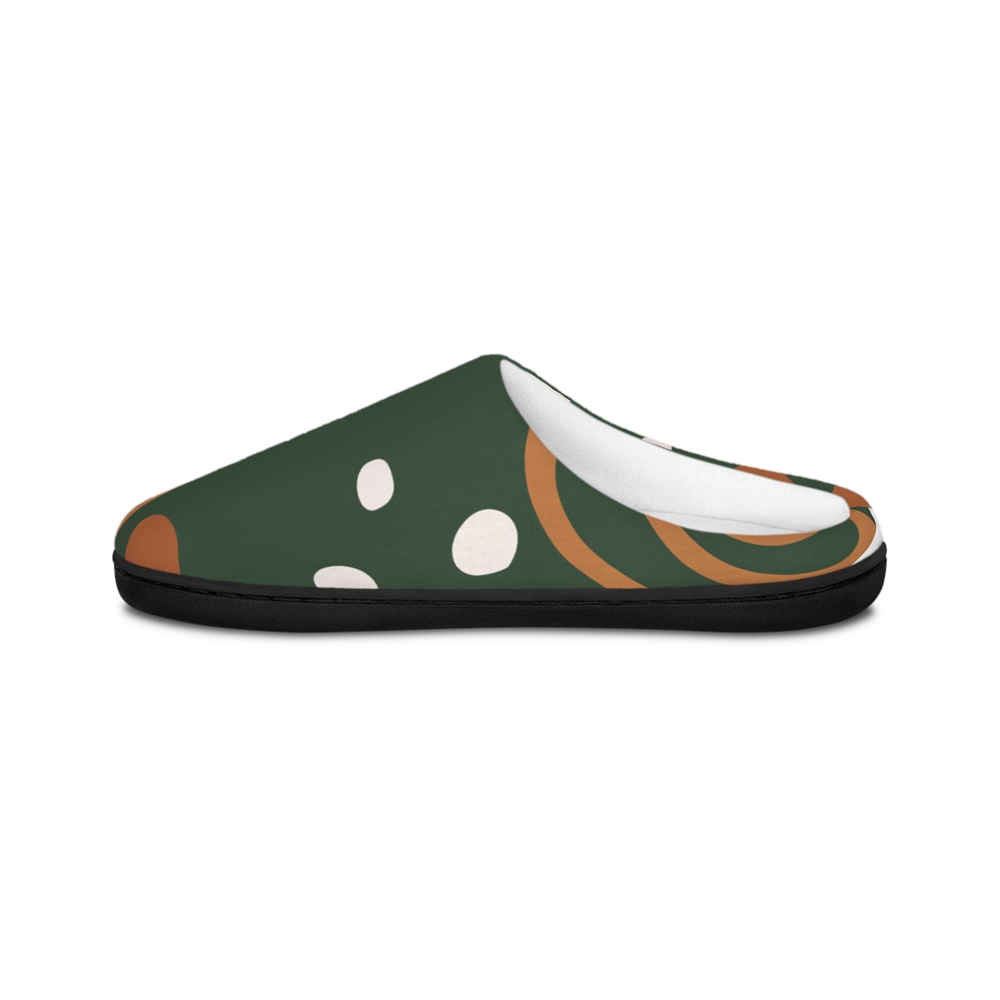 Women's Indoor Slippers — Green Abstract Dot & Curve Cozy House Slippers