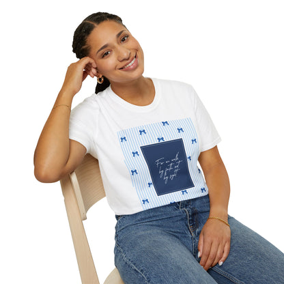 Walk By Faith T-Shirt — Inspirational Blue Bow Christian Tee