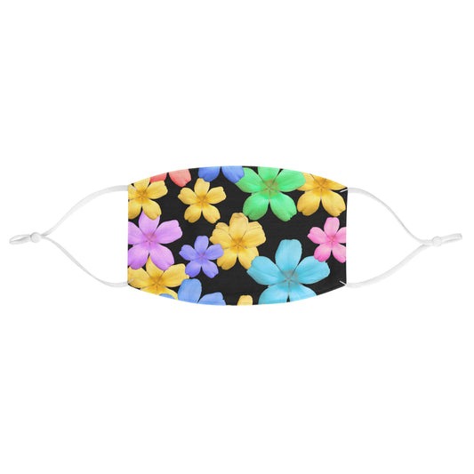 Floral Rainbow Face Mask — Colorful Plumeria Pattern on Black