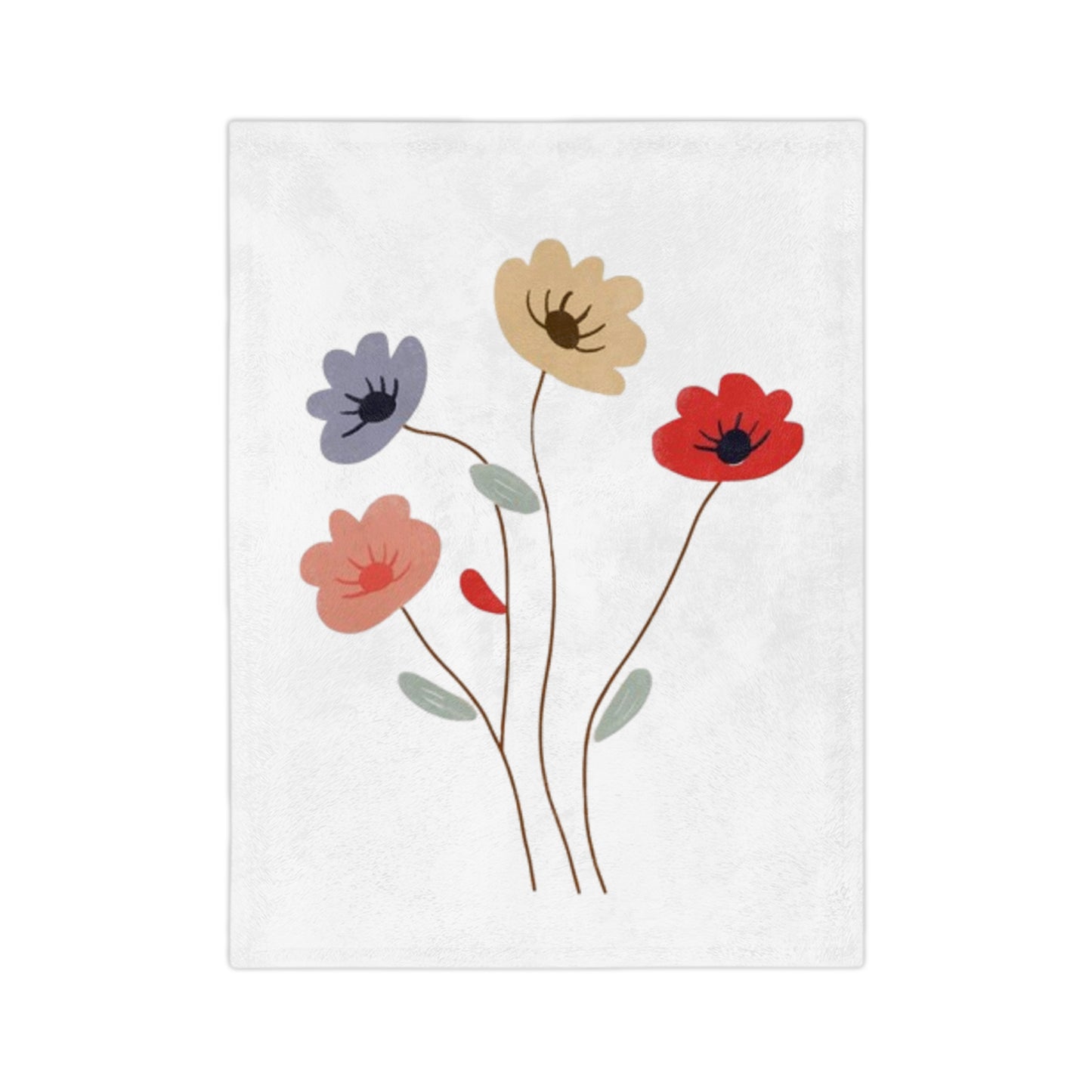 Floral Velvet Throw Blanket — Minimal Wildflower Microfiber Throw