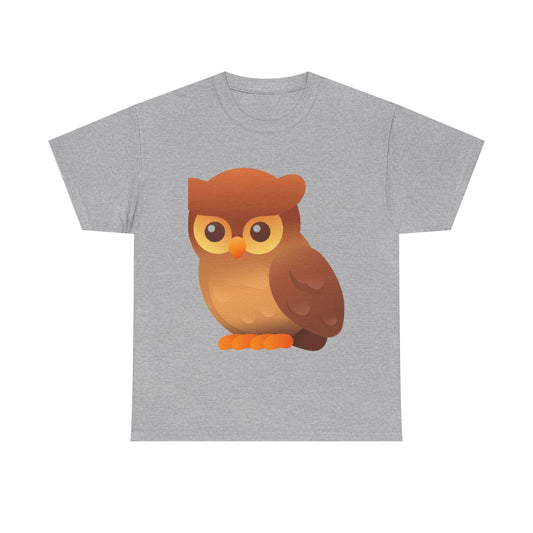 Cute Owl Graphic Tee — Whimsical Brown Owl Design