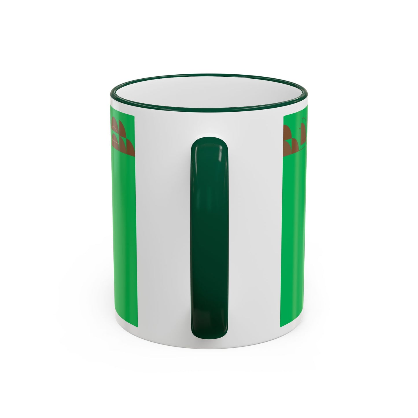 Green Floral Accent Rim Mug — Botanical Pattern 11oz/15oz